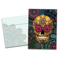 Load image into Gallery viewer, The cover of Tree-Free's Sugar Skull Paisley card, along with its matching envelope.