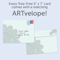 Load image into Gallery viewer, The envelope for Tree-Free’s Sugar Skull Paisley card, along with the following text: “Every Tree-Free 5x7 card comes with a matching ARTvelope!”