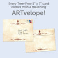 Load image into Gallery viewer, The envelope for Tree-Free’s Improved With Wine card, along with the following text: “Every Tree-Free 5x7 card comes with a matching ARTvelope!”
