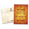 Load image into Gallery viewer, The cover of Tree-Free's Improved With Wine card, along with its matching envelope.