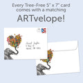 Load image into Gallery viewer, The envelope for Tree-Free’s Love Elephant Love Card card, along with the following text: “Every Tree-Free 5x7 card comes with a matching ARTvelope!”