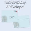 Load image into Gallery viewer, The envelope for Tree-Free’s Winter Solstice Solstice Card card, along with the following text: “Every Tree-Free 5x7 card comes with a matching ARTvelope!”