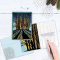 Load image into Gallery viewer, The inside of Tree-Free’s Winter Solstice Solstice Card card, with the cover and envelope in the background.