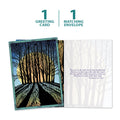 Load image into Gallery viewer, The cover and inside of Tree-Free’s Winter Solstice Solstice Card card, along with the following text: “1 greeting card, 1 matching envelope”