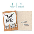 Load image into Gallery viewer, The cover and inside of Tree-Free’s Take What You Need Support Card card, along with the following text: “1 greeting card, 1 matching envelope”