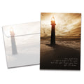 Load image into Gallery viewer, The cover of Tree-Free's Light So Bright Sympathy Card card, along with its matching envelope.