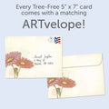 Load image into Gallery viewer, The envelope for Tree-Free’s Just A Little Note Friendship Card card, along with the following text: “Every Tree-Free 5x7 card comes with a matching ARTvelope!”