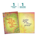 Load image into Gallery viewer, The cover and inside of Tree-Free’s Healing Support Card card, along with the following text: “1 greeting card, 1 matching envelope”