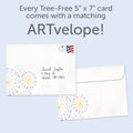 Load image into Gallery viewer, The envelope for Tree-Free’s Brighter Stars Support Card card, along with the following text: “Every Tree-Free 5x7 card comes with a matching ARTvelope!”