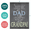 Load image into Gallery viewer, The cover of Tree-Free’s Nothing Better Grandpa card with lines demonstrating its 5x7 dimensions, along with the following text: “100% PCW recycled paper, proudly made in the USA, sustainably printed on extra-thick card stock”