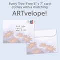 Load image into Gallery viewer, The envelope for Tree-Free’s Sympathy In Lavender card, along with the following text: “Every Tree-Free 5x7 card comes with a matching ARTvelope!”