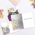 Load image into Gallery viewer, The inside of Tree-Free’s Happy Bird Day card, with the cover and envelope in the background.