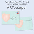 Load image into Gallery viewer, The envelope for Tree-Free’s Friends Forever card, along with the following text: “Every Tree-Free 5x7 card comes with a matching ARTvelope!”
