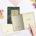 Load image into Gallery viewer, The inside of Tree-Free’s Pet Angels Pet Sympathy Card card, with the cover and envelope in the background.