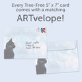 Load image into Gallery viewer, The envelope for Tree-Free’s Zen Cats All Occasion Card card, along with the following text: “Every Tree-Free 5x7 card comes with a matching ARTvelope!”