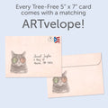 Load image into Gallery viewer, The envelope for Tree-Free’s Weirdmaste card, along with the following text: “Every Tree-Free 5x7 card comes with a matching ARTvelope!”