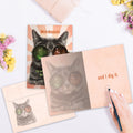 Load image into Gallery viewer, The inside of Tree-Free’s Weirdmaste card, with the cover and envelope in the background.
