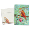 Load image into Gallery viewer, The cover of Tree-Free's Rufous Hummingbird Get Well Card card, along with its matching envelope.