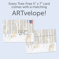 Load image into Gallery viewer, The envelope for Tree-Free’s Silent Wood Holiday Card card, along with the following text: “Every Tree-Free 5x7 card comes with a matching ARTvelope!”