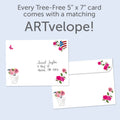Load image into Gallery viewer, The envelope for Tree-Free’s Flowery Thanks card, along with the following text: “Every Tree-Free 5x7 card comes with a matching ARTvelope!”