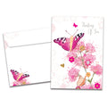 Load image into Gallery viewer, The cover of Tree-Free's Thinking Of You Butterfly card, along with its matching envelope.