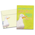 Load image into Gallery viewer, The cover of Tree-Free's Beachin Seagull card, along with its matching envelope.