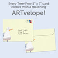 Load image into Gallery viewer, The envelope for Tree-Free’s Beachin Seagull card, along with the following text: “Every Tree-Free 5x7 card comes with a matching ARTvelope!”