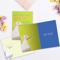 Load image into Gallery viewer, The inside of Tree-Free’s Beachin Seagull card, with the cover and envelope in the background.