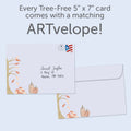 Load image into Gallery viewer, The envelope for Tree-Free’s Cozy Fall card, along with the following text: “Every Tree-Free 5x7 card comes with a matching ARTvelope!”
