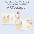 Load image into Gallery viewer, The envelope for Tree-Free’s Fairie Celebration card, along with the following text: “Every Tree-Free 5x7 card comes with a matching ARTvelope!”