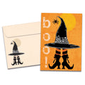 Load image into Gallery viewer, The cover of Tree-Free's Witch Way Halloween Card card, along with its matching envelope.