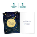 Load image into Gallery viewer, The cover and inside of Tree-Free’s Moon And Back Birthday Card card, along with the following text: “1 greeting card, 1 matching envelope”