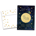 Load image into Gallery viewer, The cover of Tree-Free's Moon And Back Birthday Card card, along with its matching envelope.
