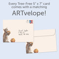Load image into Gallery viewer, The envelope for Tree-Free’s Autumn Kisses Thanksgiving Card card, along with the following text: “Every Tree-Free 5x7 card comes with a matching ARTvelope!”