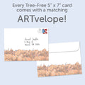 Load image into Gallery viewer, The envelope for Tree-Free’s Piled High Pumpkin card, along with the following text: “Every Tree-Free 5x7 card comes with a matching ARTvelope!”