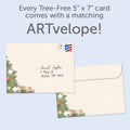 Load image into Gallery viewer, The envelope for Tree-Free’s Cat Nap Santa Christmas Card card, along with the following text: “Every Tree-Free 5x7 card comes with a matching ARTvelope!”