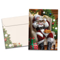 Load image into Gallery viewer, The cover of Tree-Free's Cat Nap Santa card, along with its matching envelope.