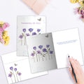 Load image into Gallery viewer, The inside of Tree-Free’s Condolences card, with the cover and envelope in the background.