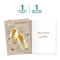 Load image into Gallery viewer, The cover and inside of Tree-Free’s Baby Booties card, along with the following text: “1 greeting card, 1 matching envelope”