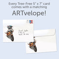 Load image into Gallery viewer, The envelope for Tree-Free’s Life is a Highway card, along with the following text: “Every Tree-Free 5x7 card comes with a matching ARTvelope!”