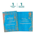 Load image into Gallery viewer, The cover and inside of Tree-Free’s The World is But a Canvas card, along with the following text: “1 greeting card, 1 matching envelope”
