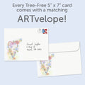 Load image into Gallery viewer, The envelope for Tree-Free’s Mother Heart card, along with the following text: “Every Tree-Free 5x7 card comes with a matching ARTvelope!”