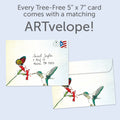 Load image into Gallery viewer, The envelope for Tree-Free’s Sweetest Joys card, along with the following text: “Every Tree-Free 5x7 card comes with a matching ARTvelope!”