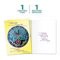 Load image into Gallery viewer, The cover and inside of Tree-Free’s Tree Of Life Wedding Blessing Wedding Card card, along with the following text: “1 greeting card, 1 matching envelope”