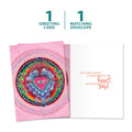 Load image into Gallery viewer, The cover and inside of Tree-Free’s Window To The Heart Mandala Love Card card, along with the following text: “1 greeting card, 1 matching envelope”