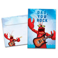 Load image into Gallery viewer, The cover of Tree-Free's Dad Rocks card, along with its matching envelope.
