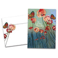 Load image into Gallery viewer, The cover of Tree-Free's Poppies Remembrance Sympathy Card card, along with its matching envelope.