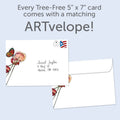 Load image into Gallery viewer, The envelope for Tree-Free’s Poppies Remembrance card, along with the following text: “Every Tree-Free 5x7 card comes with a matching ARTvelope!”