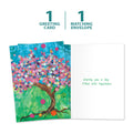 Load image into Gallery viewer, The cover and inside of Tree-Free’s Balloon Tree card, along with the following text: “1 greeting card, 1 matching envelope”