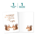Load image into Gallery viewer, The cover and inside of Tree-Free’s Nutsmaste Friendship Card card, along with the following text: “1 greeting card, 1 matching envelope”